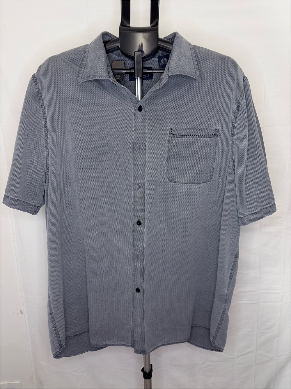 Nat Nast Washed Short-Sleeve Button-Down Shirt in Slate Gray